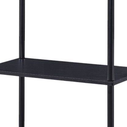 44" Black Metal and Wood Four Tier Etagere Bookcase