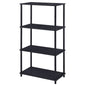 44" Black Metal and Wood Four Tier Etagere Bookcase