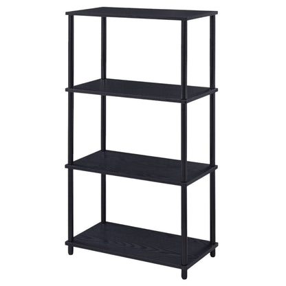 44" Black Metal and Wood Four Tier Etagere Bookcase