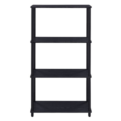 44" Black Metal and Wood Four Tier Etagere Bookcase