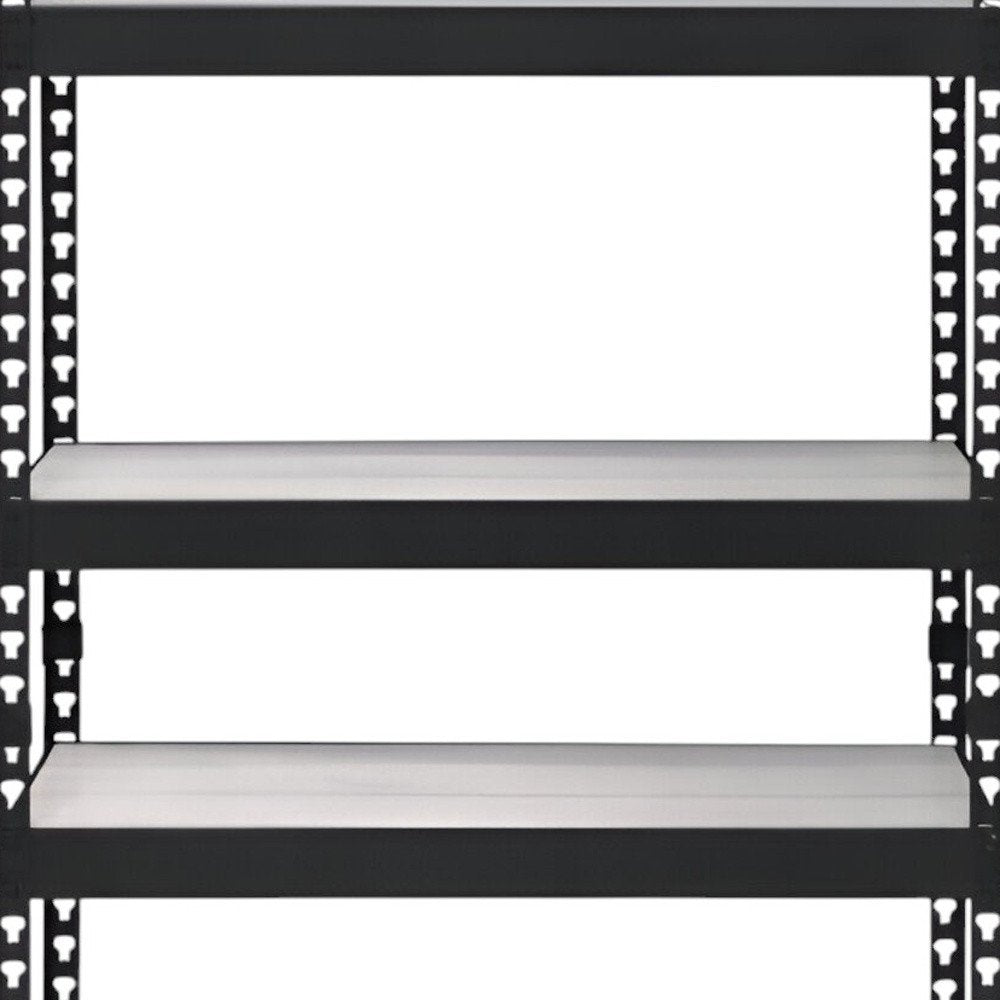 48" Black And Natural Metal and Wood Adjustable Four Tier Bookcase