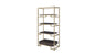 78" Gold and Black Metal Four Tier Etagere Bookcase with a Drawer