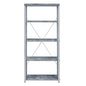 54" Gray And Silver Metal and Wood Four Tier Etagere Bookcase