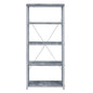 54" Gray And Silver Metal and Wood Four Tier Etagere Bookcase