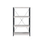 43" Antiqued White And Black Metal and Wood Four Tier Etagere Bookcase