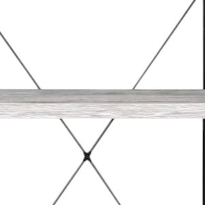 43" Antiqued White And Black Metal and Wood Four Tier Etagere Bookcase