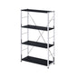 42" Black And Silver Metal and Wood Four Tier Etagere Bookcase