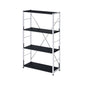 42" Black And Silver Metal and Wood Four Tier Etagere Bookcase