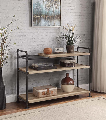 Brown And Black Metal Three Tier Etagere Bookcase