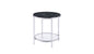 25" Chrome And Black Faux Marble And Metal Round End Table With Shelf