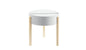 21" Natural Brown And White Manufactured Wood And Solid Wood Round End Table