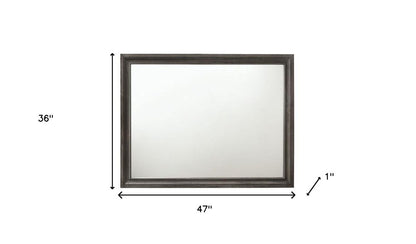 36" Gray Wood Framed Mounted Dresser Mirror