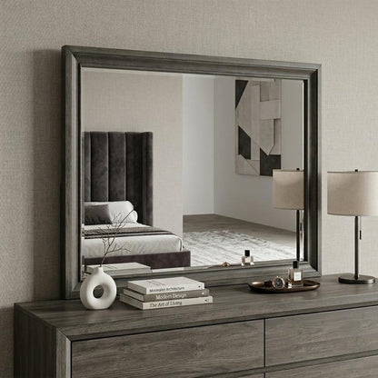 36" Gray Wood Framed Mounted Dresser Mirror