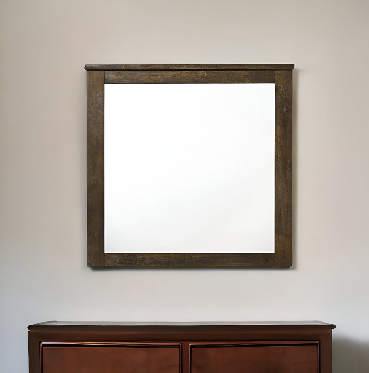 40" Oak Rectangle Dresser Mirror Mounts To Dresser With Frame