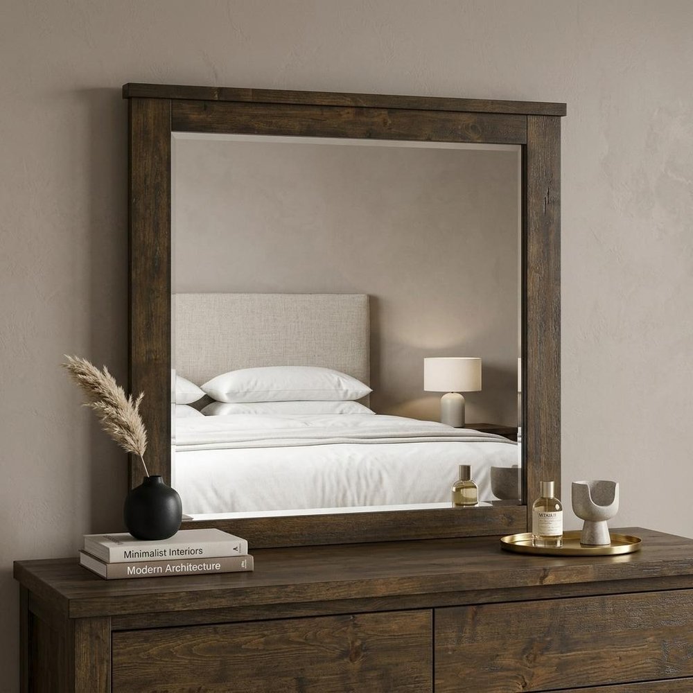 40" Square Wood Framed Mounted Dresser Mirror