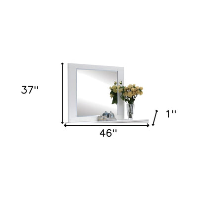 37" White & Chrome Leg Dresser Mirror