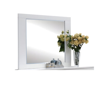 37" White & Chrome Leg Dresser Mirror