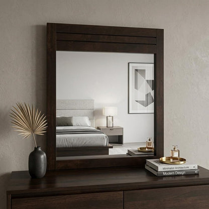 37" Mahogany Wood Framed Dresser Mirror