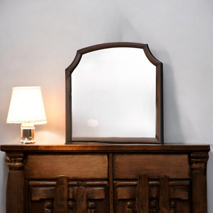 37" Espresso Abstract Wood Framed Mounted Dresser Mirror