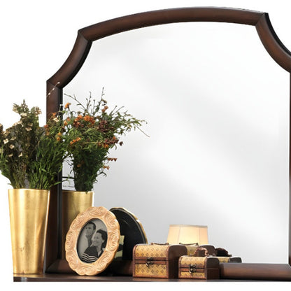 37" Espresso Abstract Wood Framed Mounted Dresser Mirror