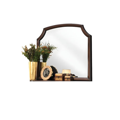 37" Espresso Abstract Wood Framed Mounted Dresser Mirror