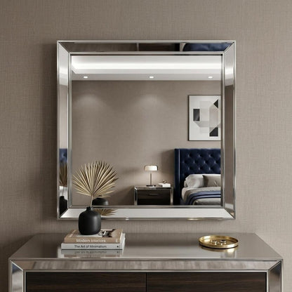 32" Platinum Wood Framed Mounted Dresser Mirror