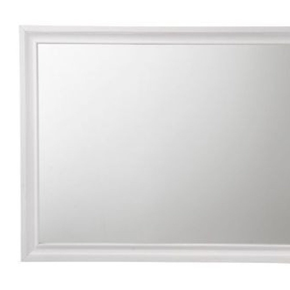 36" White Wood Framed Mounted Dresser Mirror