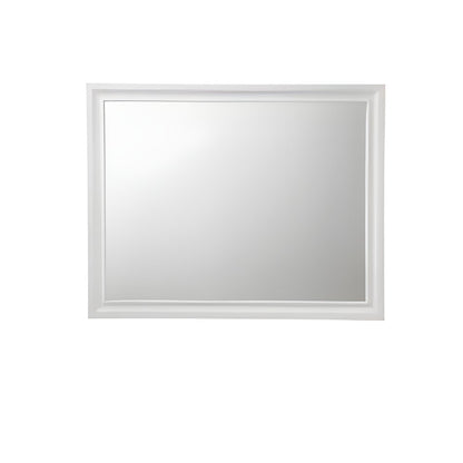 36" White Wood Framed Mounted Dresser Mirror