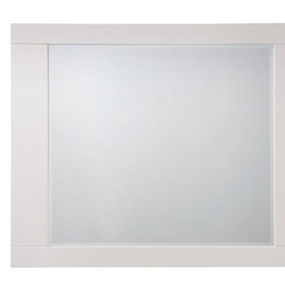 37" White Square Wood Framed Mounted Dresser Mirror