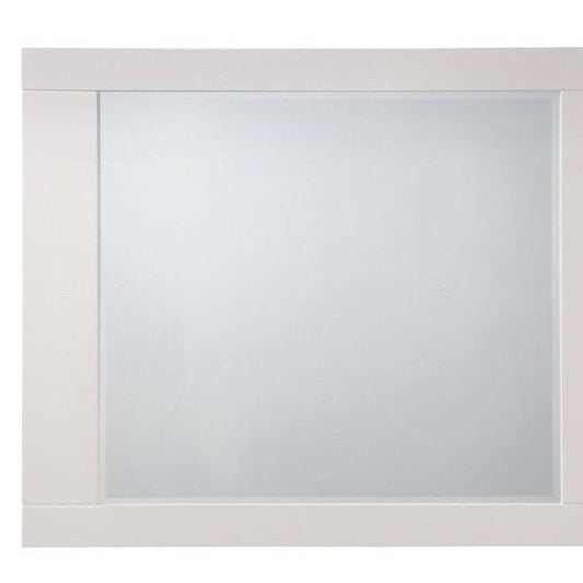 37" White Square Wood Framed Mounted Dresser Mirror