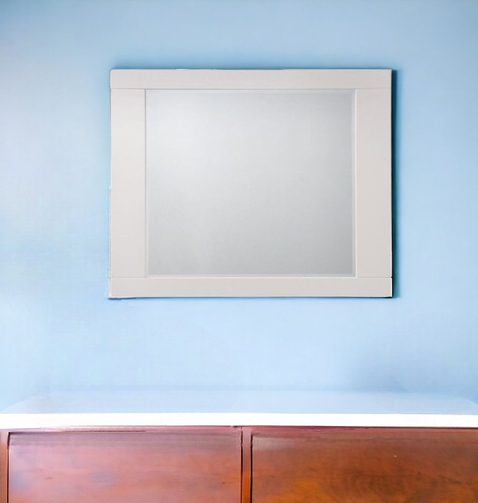 37" White Square Wood Framed Mounted Dresser Mirror