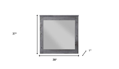 38" Square Wood Framed Mounted Dresser Mirror