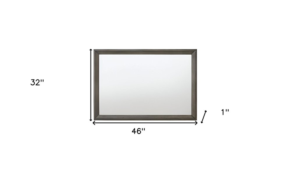 32" Gray Wood Framed Mounted Dresser Mirror