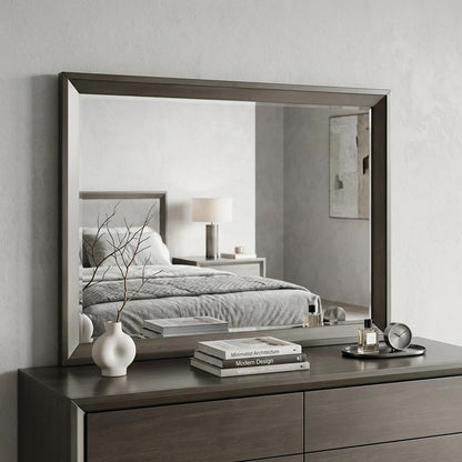 32" Gray Wood Framed Mounted Dresser Mirror