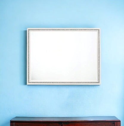 35" White Wood Framed Mounted Dresser Mirror