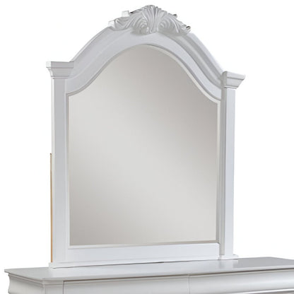 43" White Crowned Top Wood Framed Mounted Dresser Mirror