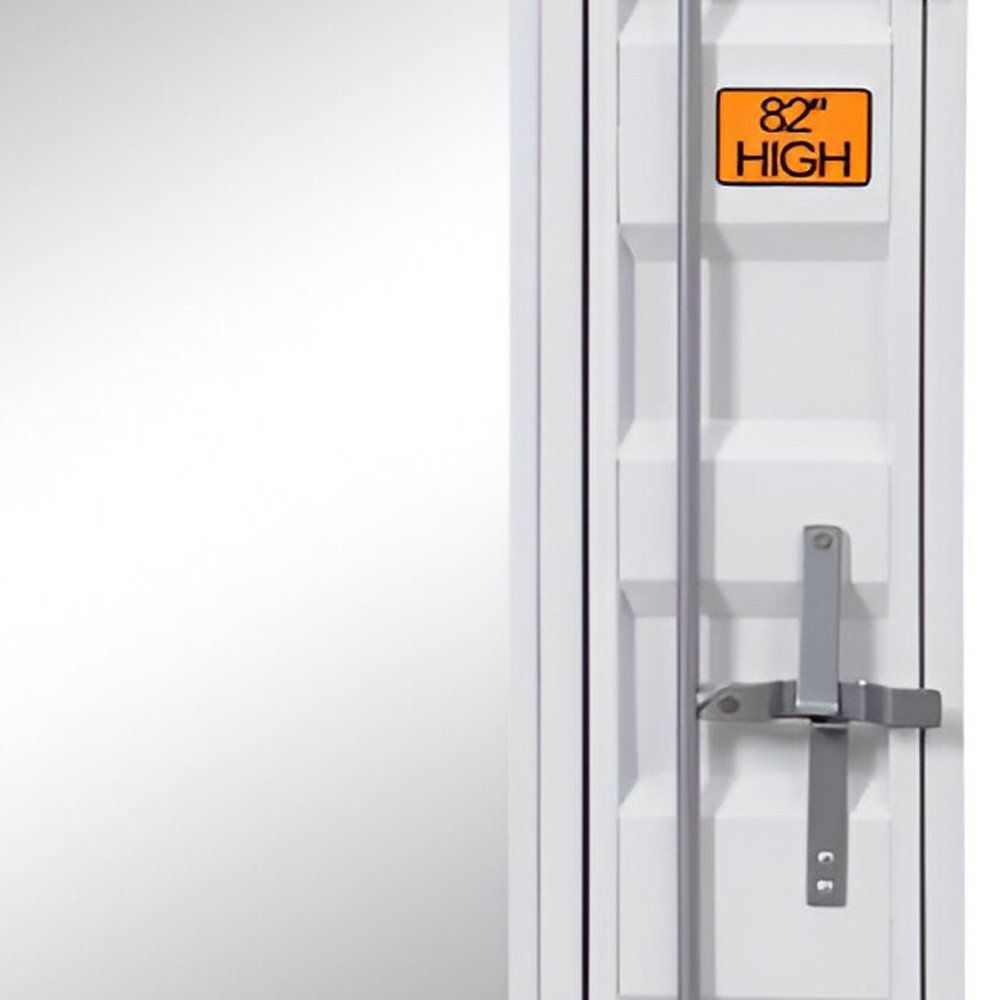 32" White Metal Framed Mounted Dresser Mirror