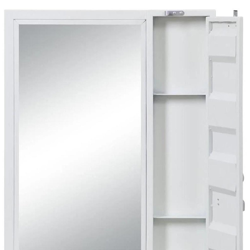 32" White Metal Framed Mounted Dresser Mirror