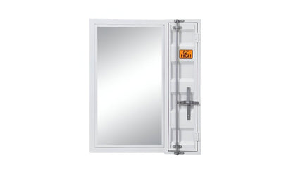 32" White Metal Framed Mounted Dresser Mirror