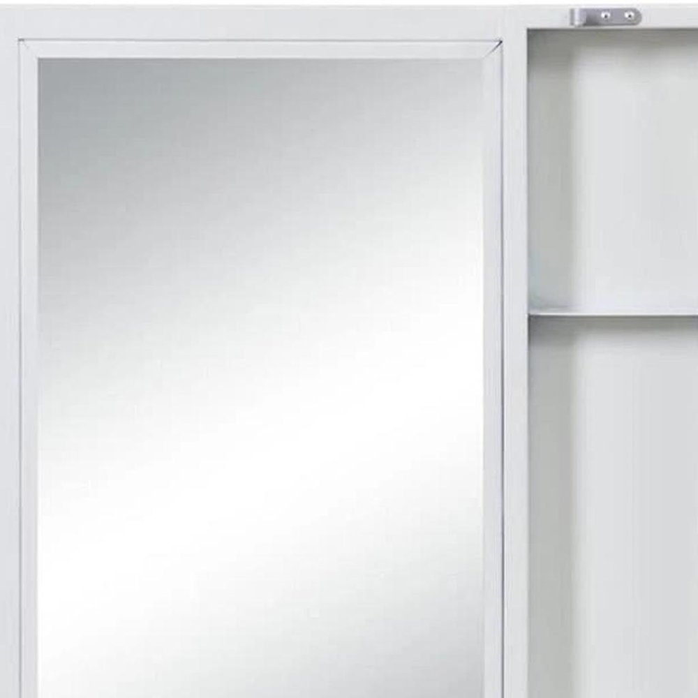 32" White Metal Framed Mounted Dresser Mirror