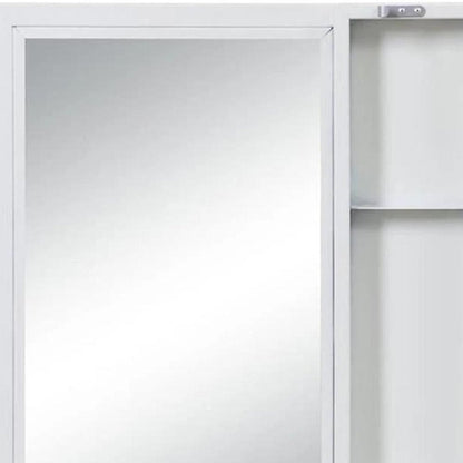 32" White Metal Framed Mounted Dresser Mirror