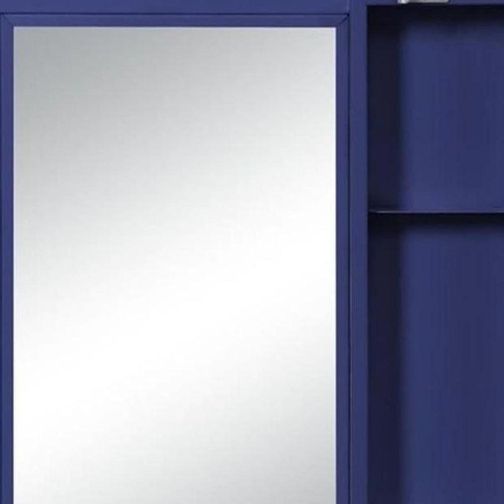32" Blue Metal Framed Dresser Mirror
