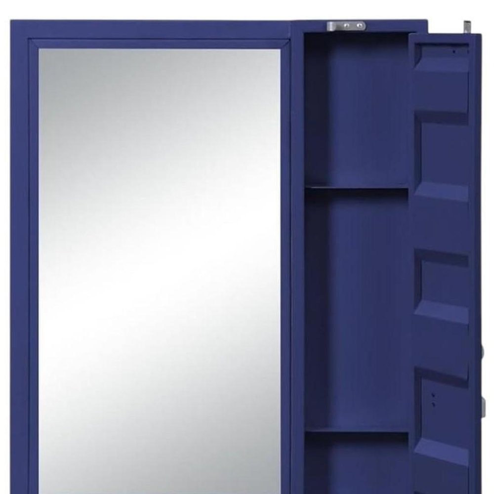 32" Blue Metal Framed Dresser Mirror