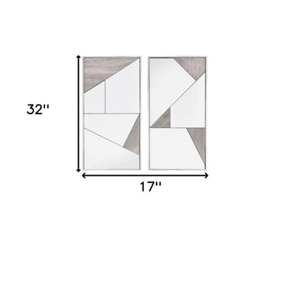 Set of Two Natural Metal Framed Accent Mirror