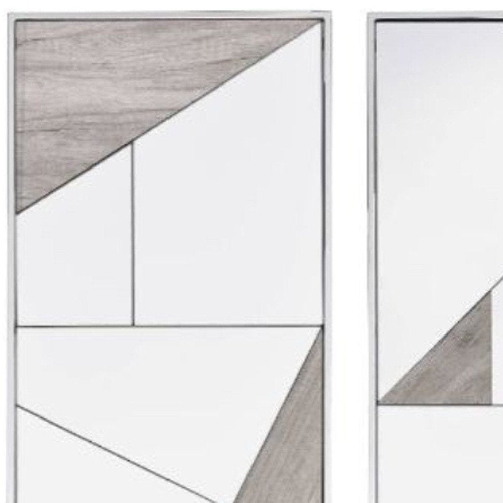 Set of Two Natural Metal Framed Accent Mirror