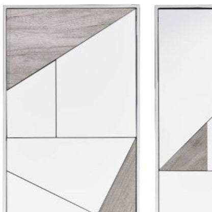 Set of Two Natural Metal Framed Accent Mirror