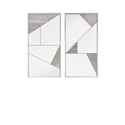 Set of Two Natural Metal Framed Accent Mirror