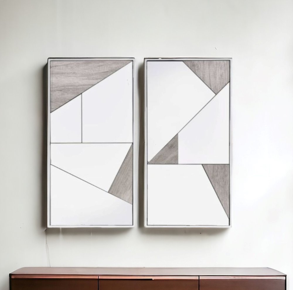 Set of Two Natural Metal Framed Accent Mirror