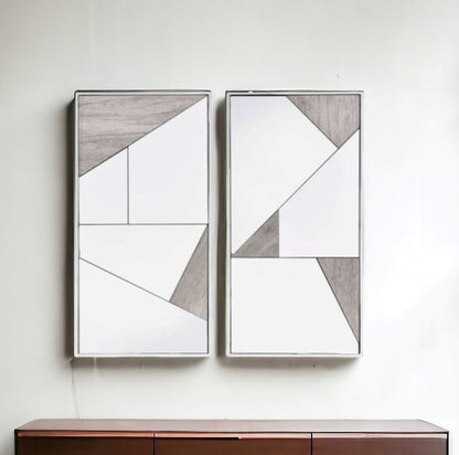 Set of Two Natural Metal Framed Accent Mirror