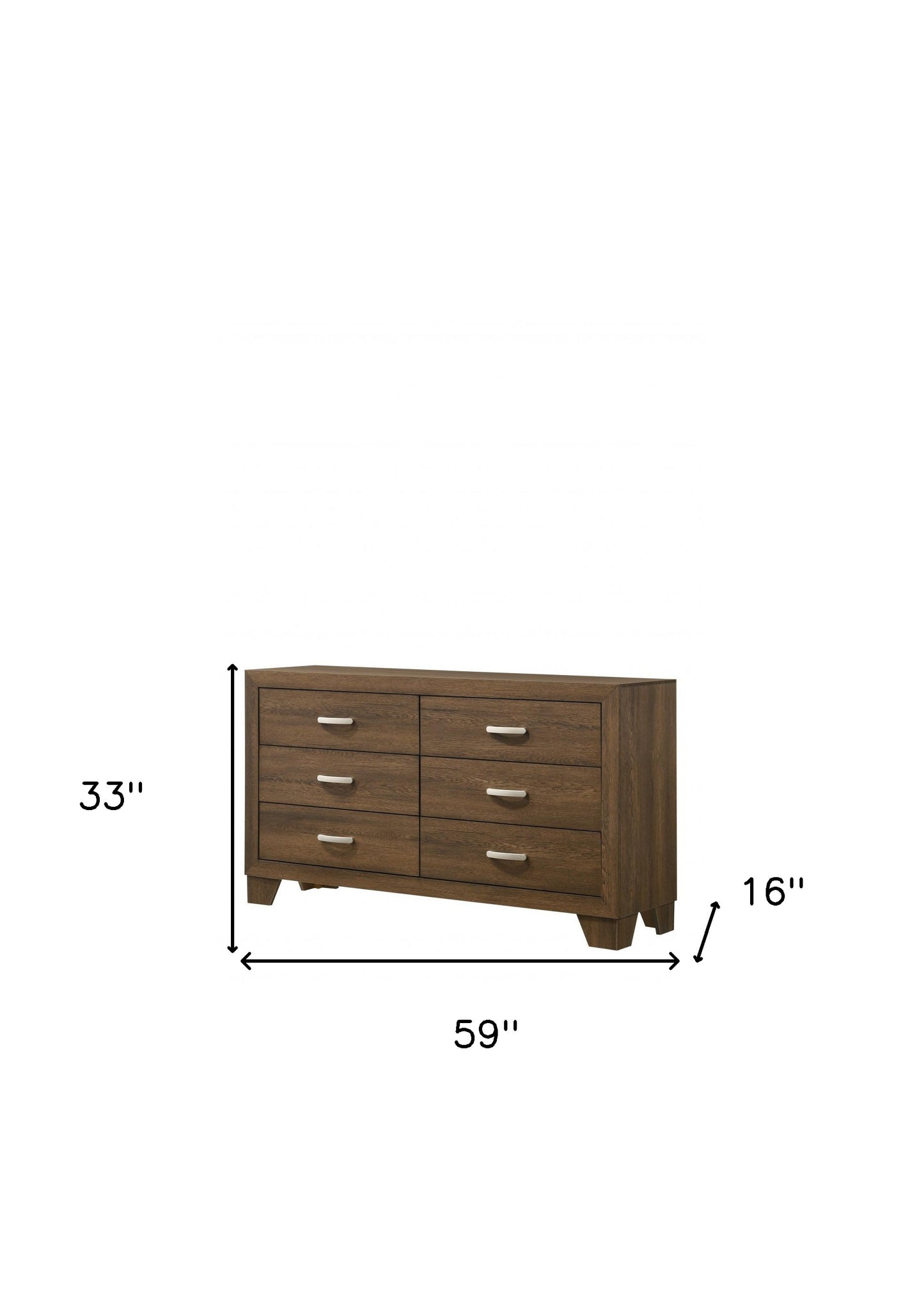 59" Brown Solid and Manufactured Wood Six Drawer Double Dresser